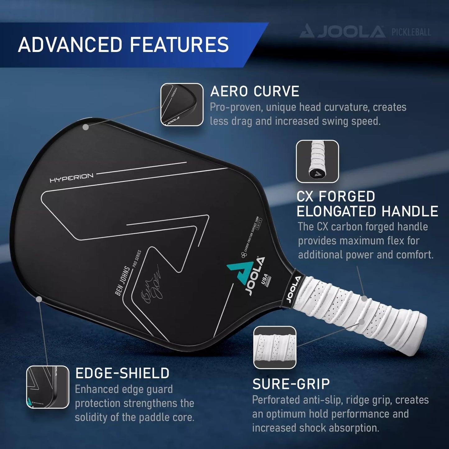 Joola Ben Johns Hyperion CFS 16mm SWIFT Pickleball Paddle